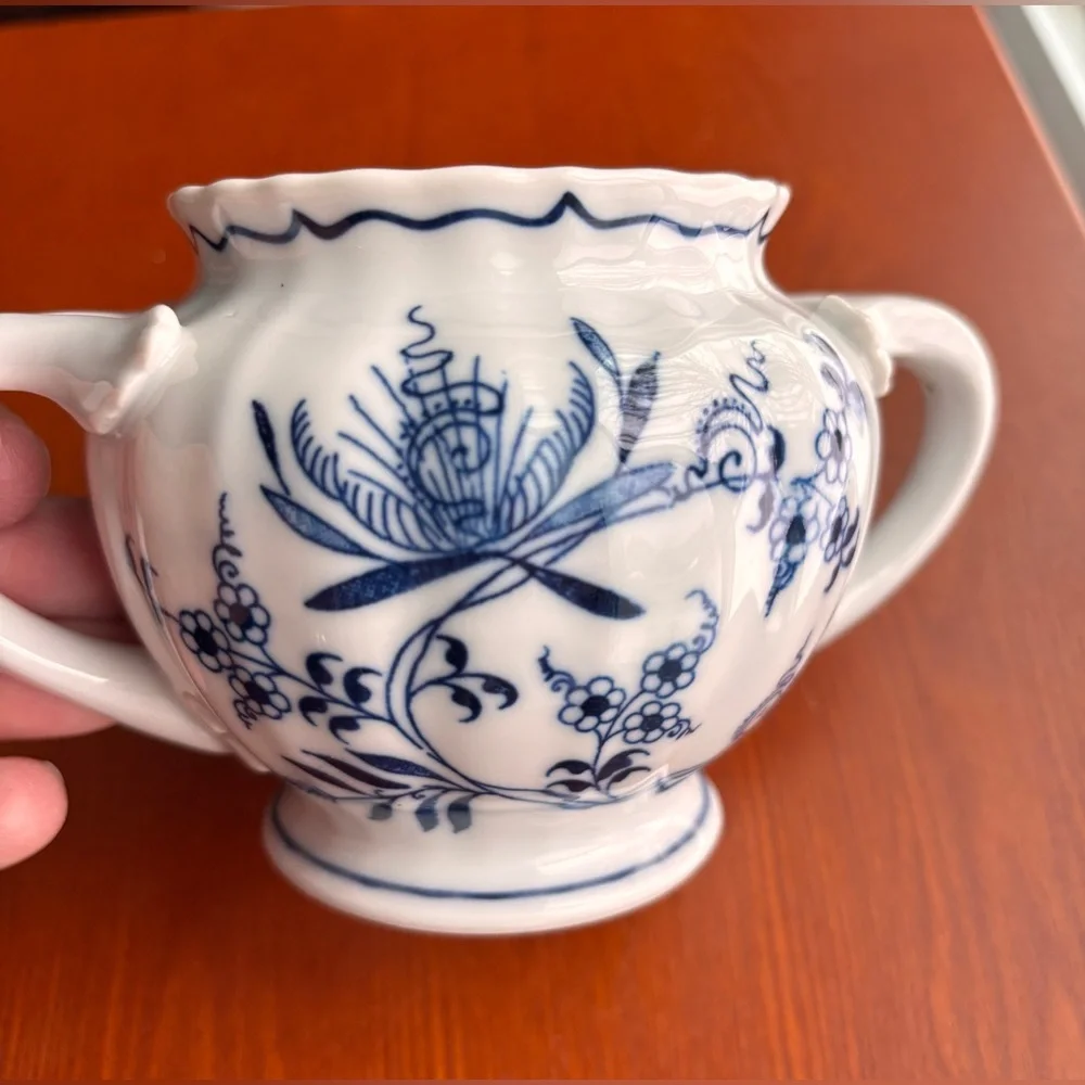 Blue Danube Creamer Sugar Set Vintage Porcelain Banner